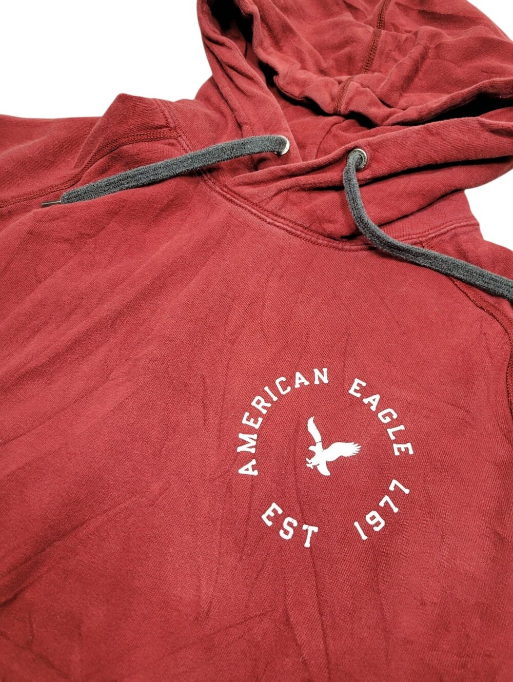 2/$20 American Eagle Outfitters Burgundy Red Classic Logo Hoodie Top Size: M